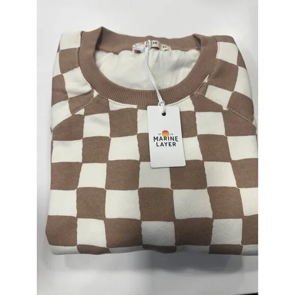 NWT Marine Layer Anytime Sweatshirt Checkerboard Size XS - Picture 4 of 5